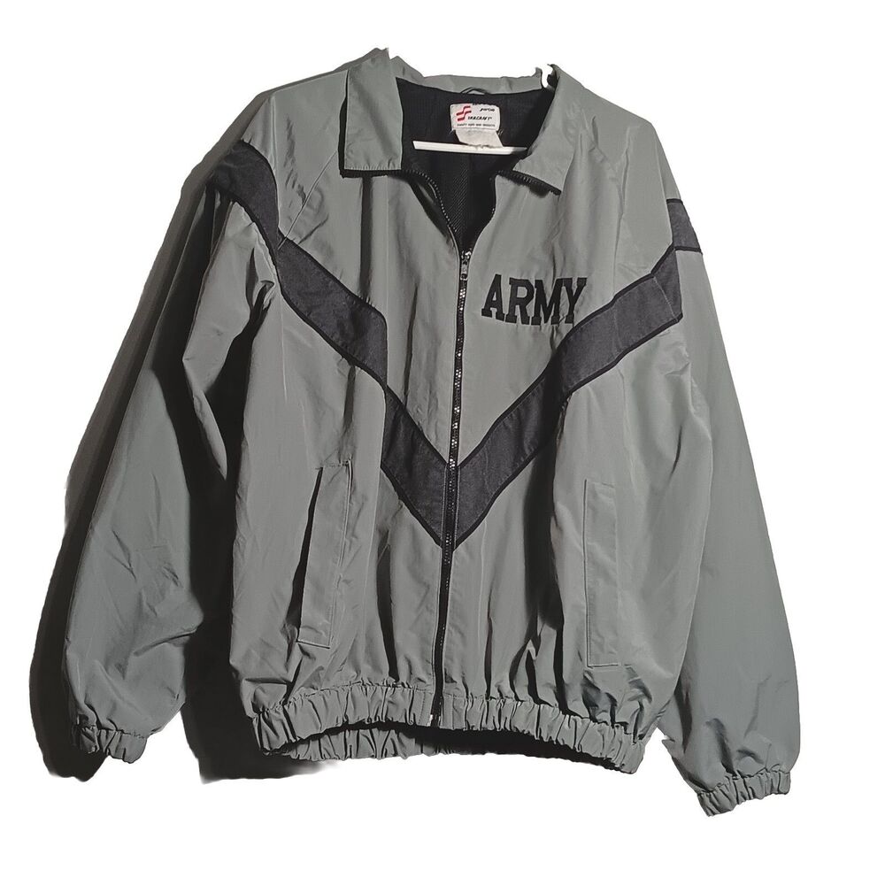 JWOD Skilcraft Women Army Windbreaker Jacket L Regular Gray Reflective Embroider